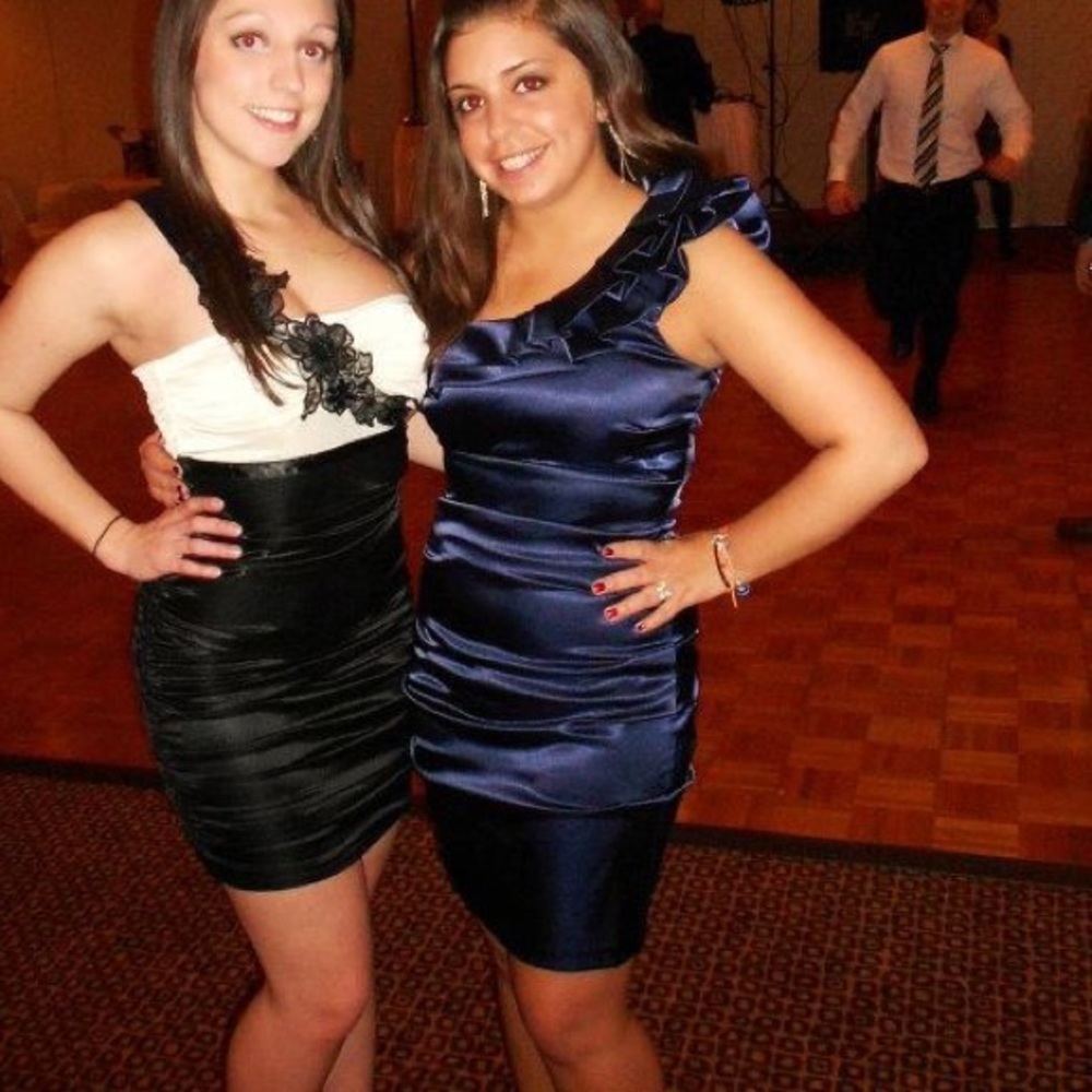 Navy blue one shoulder dress